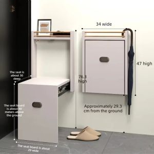 xpkQ Invisible Folding Shoe Changing Stool Creative Entrance Door Wall Telescopic Stool Space Saving Luxury Ottoman Home Furniture 6B2Z9