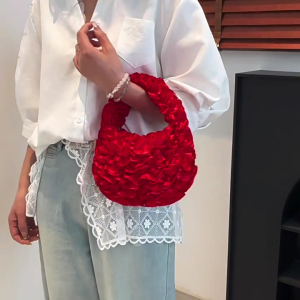 Delicate Ruffled Top Handle Bag Compact Design Handbag Evening Occasion Daily Essential For Work And Outdoor Activities