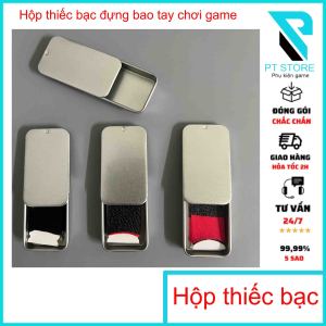 Hộp thiếc bạc đựng bao tay chơi game cao cấp cất giữ bao ngón tay tiện dụng