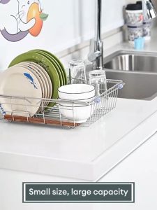 Kitchen Stainless Steel Telescopic Sink Drain Basket Adjustable Dish Drainer Drain Rack for Fruit Vegetables