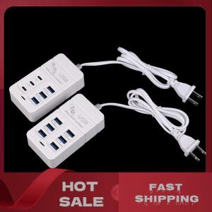 [จัดส่งจากประเทศไทย]💥💥💥 1ชิ้นปลั๊ก US 6พอร์ตที่ชาร์จ USB หลายพอร์ต35W PD Type-C โทรศัพท์มือถือชาร์จเร็วอะแดปเตอร์ USB ฮับ