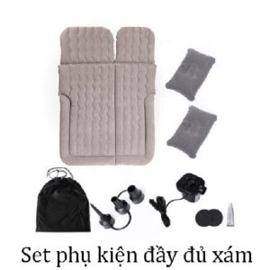 Đệm hơi ô tô xe 7 chỗ SUV 3 hàng ghế kích thước 174x118cm kèm bơm và 2 gối 3 màu thời trang 6 buồng khí thông minh