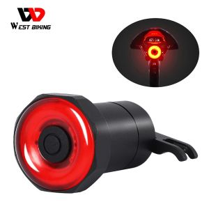 WEST BIKING Bicycle Light Smart Bicycle Rear Light USB Charge LED Auto Sensing Bike Light Flash Tail Rear Bicycle Lights Folding Bike Seatpost Light