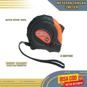 Meteran Tukang Bangunan 3m Body Lapis Karet / Alat Ukur Tangan 3Meter Bodi Karet Kualitas Industri