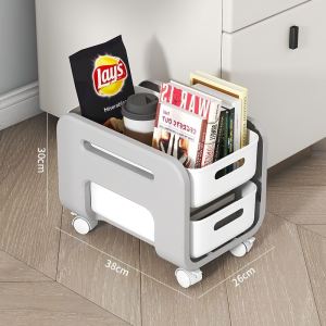 Goody Moving rack Bookshelf with Wheels Multi-functional Organizer Magazine Rack Storage Shelf