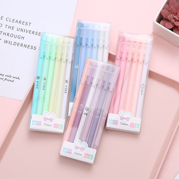 6 Pieces/set Signature pen simple student penel Pen Morandi Color ...