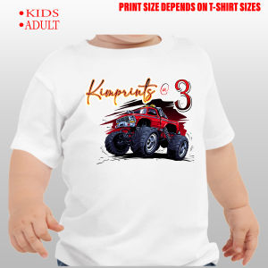 PERSONALIZE MONSTER TRUCK GRAPHIC DESIGN T-SHIR FOR BIRTHDAY AND SPECIAL EVENTS KIDS TO ADULT SIZES COTTON-SPANDEX