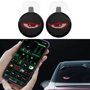 Car LED Interactive Screen Round Devil Eyes LED Sign Smart LED Display APP Remote Control Front Rear Windshield DIY Graffiti