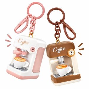 MODERNLUX Portable Mini Coffee Machine Keychain Miniature Simulation Press Activated Stress Relief Keychain Fidget Accessory Sound Module Retro Coffee Machine Pendant Coffee Lovers Gift