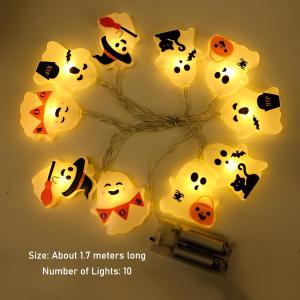 1.7m 10led Halloween Fairy LED String Light Battery Powered Halloween Christmas Party Decoration Witch Pumpkin Mummy Angel Spider Web