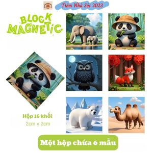 Đồ chơi khối xếp hình nam châm theo chủ đề kèm hộp đựng lơn 16 khối cho bé - Tiệm Nhà Sóc 2023