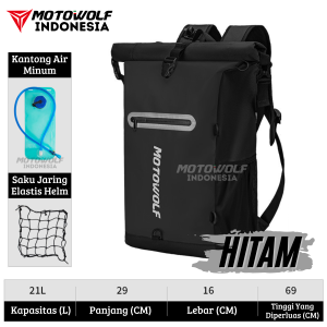 Motowolf Tas Ransel Backpack Hydropack Anti Air Include Waterblader 2 Liter & Jaring Helm MB3