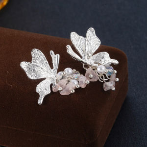 Fashionable Ring Gift s925小众甜美设计感耳钉蝴蝶流苏耳钉女度假风大气高级感耳环耳饰