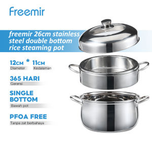 freemir Kukusan Stainless Steel 26cm – 2 Susun Double Bottom 3 Lapis Bawah PFOA Free
