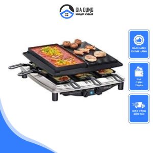 Bếp Nướng Điện 2 Vùng Steba RC4 Plus Deluxe Chrome Bếp Nướng BBQ Không Khói Công Suất 1450W 8 Chảo Nướng Tráng Men Chống Dính Chống Xước Vỏ Thép Không Gỉ Nhập Đức Bảo Hành 12 Tháng