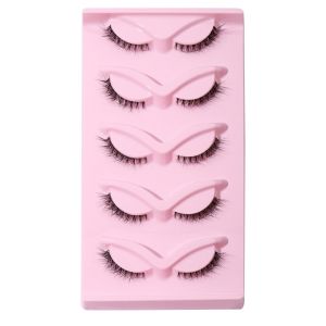 MIIQNUS 5 Pair 3D L cong lông mi giả Kéo dài đuôi mắt Dải toàn bộ Lông mi giả lông chồn Lông mi Manga Có cánh dài Lông mi giả mắt mèo Nối mi