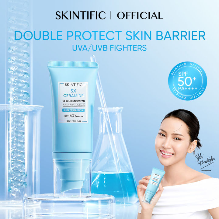 SKINTIFIC Sunscreen 5X Ceramide Serum Sunscreen Stick SPF50 PA++++ Skincare Sunblock Skin Barrier （50ml/30ml）
