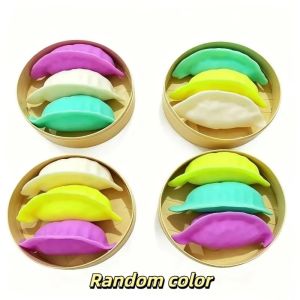 MIRELINA Glitter Dumpling Fidget Toys Soft 3pcs/Set Steamed Stuffed Bun Squeeze Pinch Le With Steamer Squeeze Decompression Dough for Adults Kids