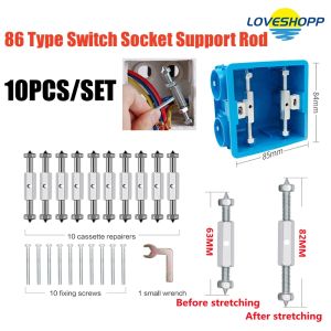 10pc 86 Type Switch Socket Cassette Screws Adjustable Length Support Rod Wall Mount Switch Box Repair Tool Sets Mounting Box Wall Socket Repair Kit