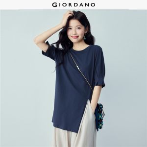 GIORDANO Women T-Shirt 100% Cotton Knit Round Neck Relaxed Slight Stretch Casual Comfortable Stylish T-Shirt 13326254