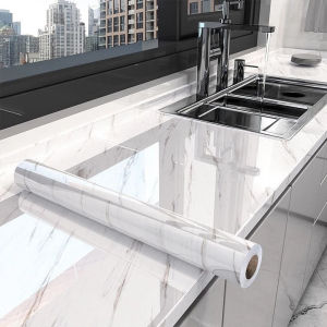 วอลเปเปอร์ วอลเปเปอร์ห้องครัว กันน้ำ PVCกันน้ำ แบบกันน้ำ สติ๊กเกอร์ลายหินอ่อน กันน้ำมัน คุณภาพสูง วอลเปเปอร์ ทนไฟและทนอุ มีกาวในตัว