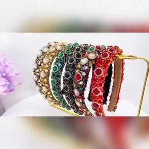 Baroque Crystal Hair Band for Women Anti-Slip Sponge Cushion Rhinestone Fashion Headband Daily Hair Accessory