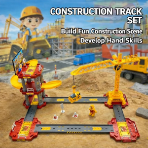 Construction Playland Toy Set Kids Car Crane Truck Excavator Track Tower Building Model Set Educational Gift Present for Boys Girls