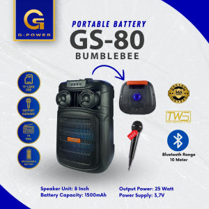 G-POWER Speaker Karaoke 8inci Gs 80 Bumblebee Speaker Portable Free Mic Kabel Power 25W