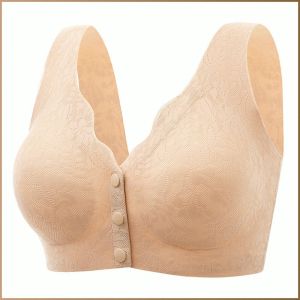 Lace Breast Lift Lace Anti-sagging Bra Strong Support Close to the Body Without Strangulation 蕾丝提花前开口大码舒适内衣