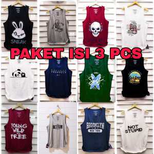 PAKET SPESIAL ISI 3 PCS KAOS SINGLET DISTRO WARNA UKURAN L DAN XL TERBARU TERMURAH TERLARIS