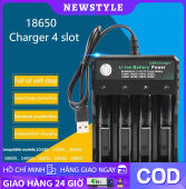 Sạc Pin Tự ngắt và có đèn báo khi đầy 4 Khe cao cấp dùng cho pin 18650 AA