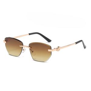 JN IMPRESSION New Rimless Polygonal Gradient Glasses Driving Sunglasses