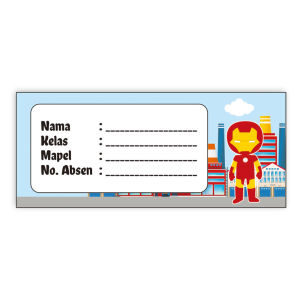 Label Book Seri Superhero JUAL PER 20 PCS Sticker Nama Buku Jadwal Pelajaran Sekolah