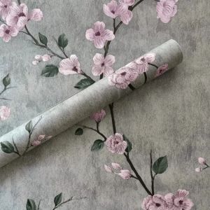 Wallpaper Sticker Wallsticker Dinding Tembok Kamar Tidur Ruang Tamu Motif Bunga Merah Batik Salur