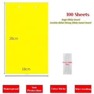 100PCS Yellow/Blue Sticky Traps Dual-Sided Bugs Sticky Board with Twist Ties Sticky Gnat Traps for Indoor Outdoor Plants Pest Control Used For Fungi Fruit Flies Whiteflies
