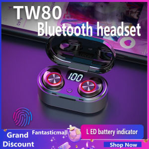 TW80 TWS Mini Wireless Earphone LED Display Touch Bluetooth 5.0 Headphone Bass HiFi Stereo Earbuds Headset