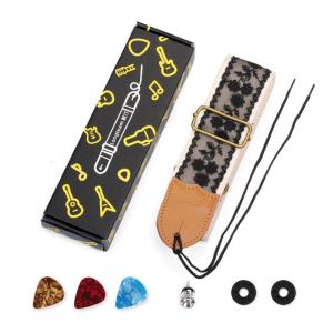 Dây Đeo Guitar có thể điều chỉnh màu đen ren nylon dây đeo vai da kết thúc dây đàn ghi-ta cho bass Electric & acoustic guitar