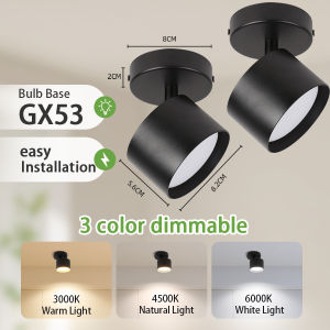 LED Downlight Replaceable GX53 Bulb 3 Color Track Light 85-265V Spotlight for Kitchen Living Room Bedroom Indoor Christmas Ceiling Lamp