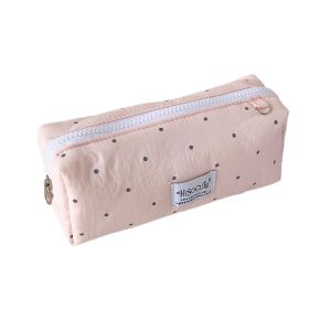 HOUCHU Túi đựng bút chì Hộp bút chì Y2k Dots Dung lượng lớn Bộ nhớ máy tính để bàn Túi đựng bút kiểu Hàn Quốc Thời trang Đơn giản Túi đựng văn phòng phẩm bằng vải Giá đỡ văn phòng phẩm