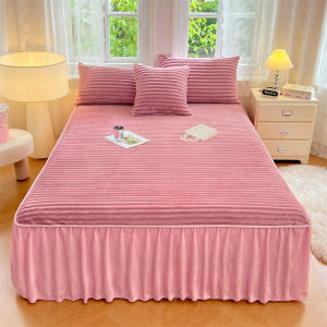 SUNLIGHT HOME Soft Velvet BedsheetAnti-static Bed Sheet With Bed SkirtBreathable Mattress Cover