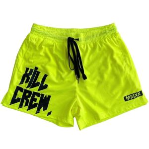 Mens Green Street Style Letter Flyah Shorts Printed Basketball Mesh Shorts for Men and Women Kill Crew Summer Beach Drift Sport Short Pants