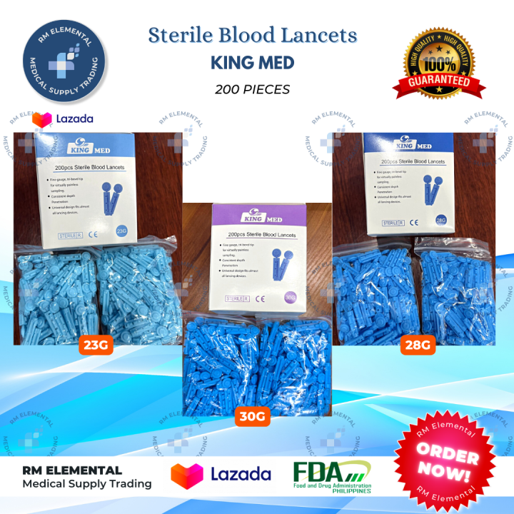 KING MED Blood Lancets Box of 200pcs 30G, 28G, 23G, | Lazada PH