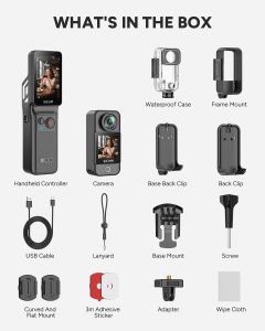 SJCAM C400 Standard Combo 4K Pocket handheld Camera 7H Power 6-Axis Stabilization Action Camera 2.29Touch Screen Waterproof Body Cam for Travel Vlogging