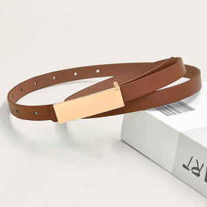 DIY Name Number Date Custom Belt Leather Exquisite Fashion Style Women Belts Thin Vintage Matte Waistband Metal Gold Elastic Buckle for women