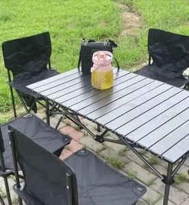 Foldable Outdoor Camping Table & 2-8 People Portable Folding Chairs Set with Storage Bag for BBQ