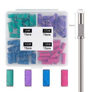 60PcsSanding Bands For Nail Drill Extended Version Nail Drill Bit Tech Nail Drill Acrylic Manicure Supplies
