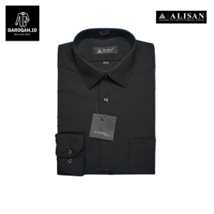 ALISAN Polos HItam Slimfit Kemeja Formal Lengan Panjang Premium