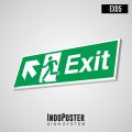 Safety Sign Emergency Rambu K3 PVC Tanda EXIT Keluar Arah Kiri Atas. 