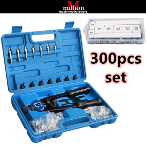 110pcs 190pcs 300pcs M3-M12 Manual Rivet Gun Riveting Machine Nut Tool Threaded Nut Riveting Machine Household Rivet Tools Kit