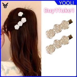buy 1 take 1  Women Cute Pure White Camellia Hair Clip Side Broken Headwear Hairpin Hair Accessory  Camellia hair clip super fairy Transparent Sweet Flower Girl  Hairpins Hair Accessories